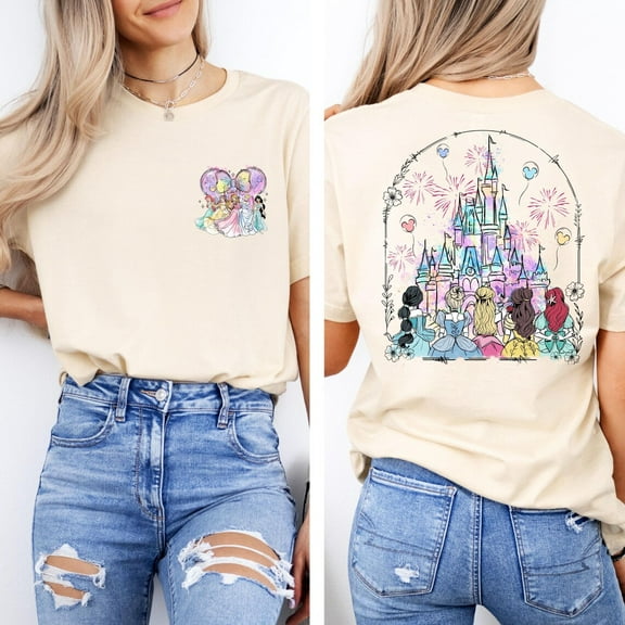 Disney Princess Castle 2 Sided T-Shirt, Disneyland Castle Best Friends Gift, WDW Girls Trip Shirts, Disney World Vacation