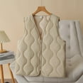 thumbnail image 3 of HTNBO Quilted Vest for Women Zip Up V Neck Sleeveless Puffer Jackets Versatile Warm Winter Waistcoat Outerwear, 3 of 8