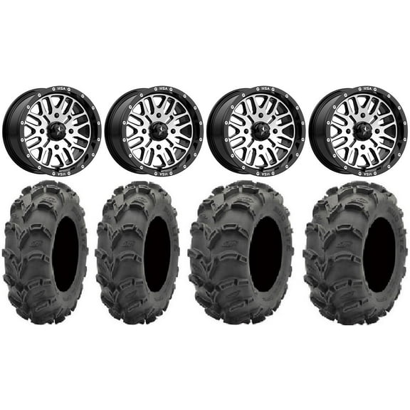 MSA Machined Brute 14" UTV Wheels 28" Mud Lite XL Tires Honda Pioneer