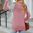 thumbnail image 3 of Blusa con nudo torcido y estampado de leopardo, camisa de manga larga con cuello redondo y empalme, Top para mujer, color rosa M, 3 of 5