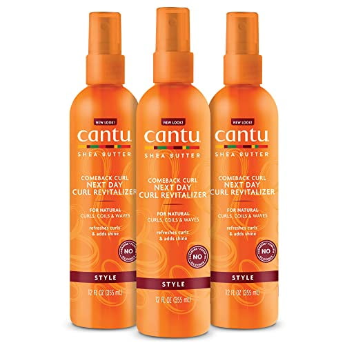 cantu Revitalisant pour Boucles du Jour Retour pour Cheveux Naturels avec Beurre de Karité Pur, 12 fl oz (Lot de 3) (Emballage Peut Varier)