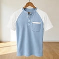 thumbnail image 6 of Dolkfu Shirts Men Henley Color Block T Shirt Pocket Raglan Sleeve Waffle Knit Pullover Tees for Men S, 6 of 6