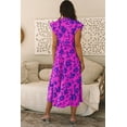thumbnail image 2 of Women's Rose Floral Print Tiered Frilled Trim Flutter Sleeve Maxi Dress - [ZhiHiMeRi] | (US 12-14)L, 2 of 12