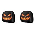 thumbnail image 4 of Halloween Orange Evil Jack‑O‑Lantern Car Headrest Covers, 2‑Pack Spooky Sinister Pumpkin Demon Face Print Vehicle Seat Head Rest Protector for Car Interior Halloween Decor, 4 of 5