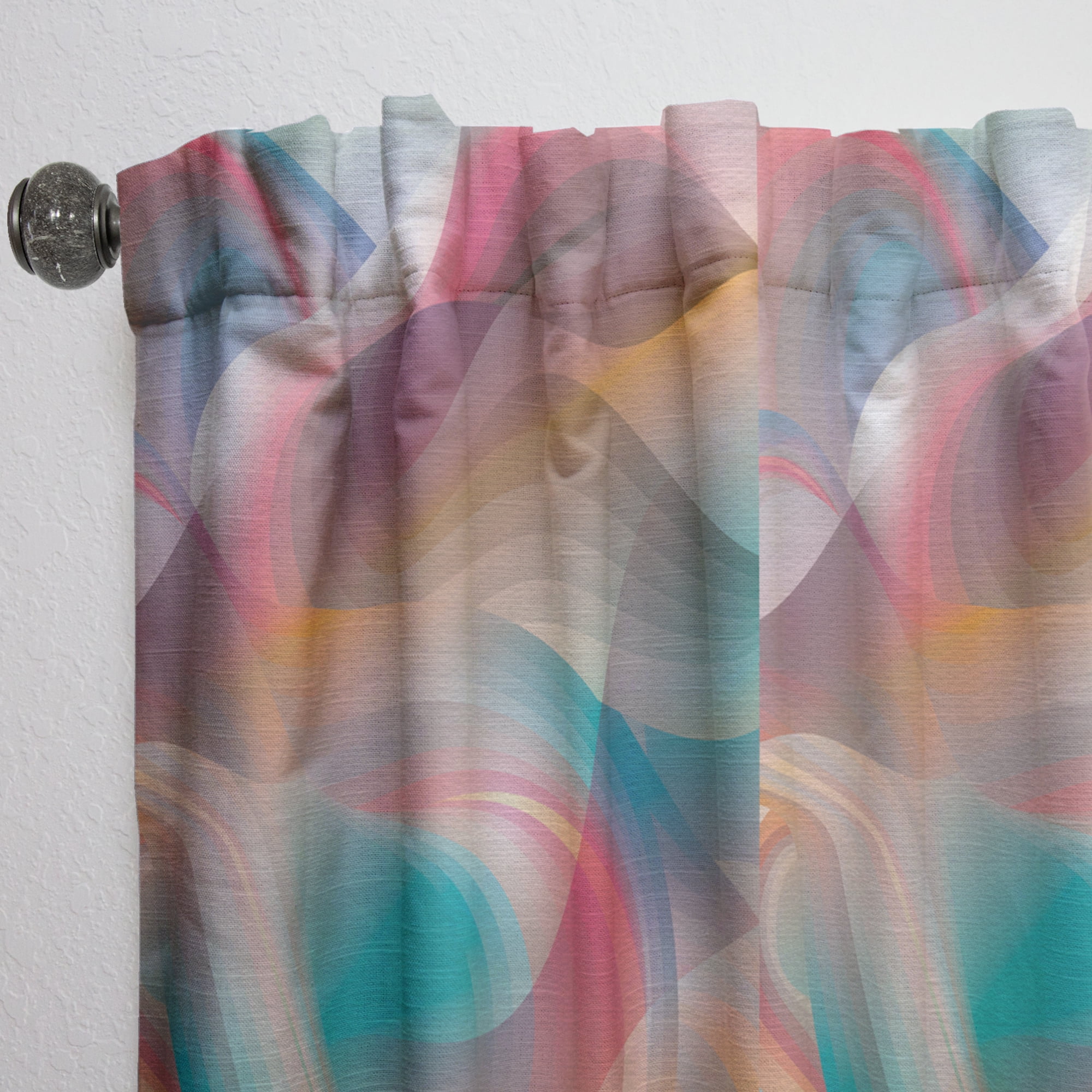 Designart 'Shining Colour Waves Retro Pattern' Mid-Century Modern Curtain Panel