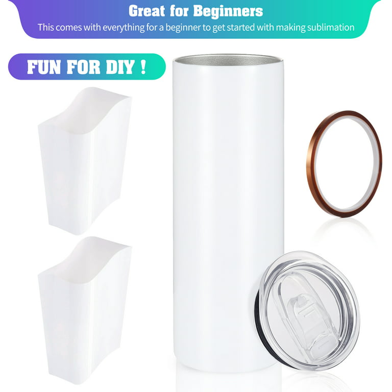  Joyclub 50 Pack Sublimation Tumblers Blank 20 oz Straight  Skinny bulk for Heat transfer, Double Wall Insulated Tumbler with Lids,  Straw, Rubber Bottoms, Individually Gift Boxed and Shrink Wrap Films 