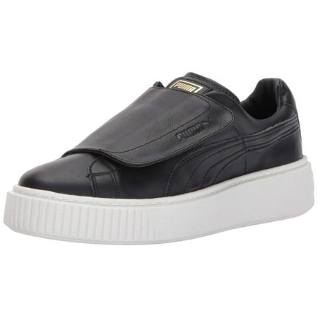 Puma Womens Basket Platform Strap Leather Low Top Pull On Fashion Sneakers