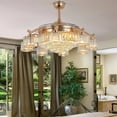 thumbnail image 2 of 42" Gold Smart Ceiling Fan with 8-Light Arms & Invisible Blades - 3-Color Remote Dimming 36W LED (3500K) / 5000CFM, Flush Mount Design with 4"/8" Downrods for High Ceiling Spaces, 2 of 9