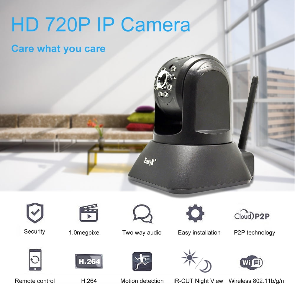 vervorming Geweldig vitamine EasyN 720P Wireless WIFI Pan Tilt HD IP Camera 1.0MP 1/4” CMOS Support  Two-way Audio IR Cut Night Vision Phone APP Control - Walmart.com