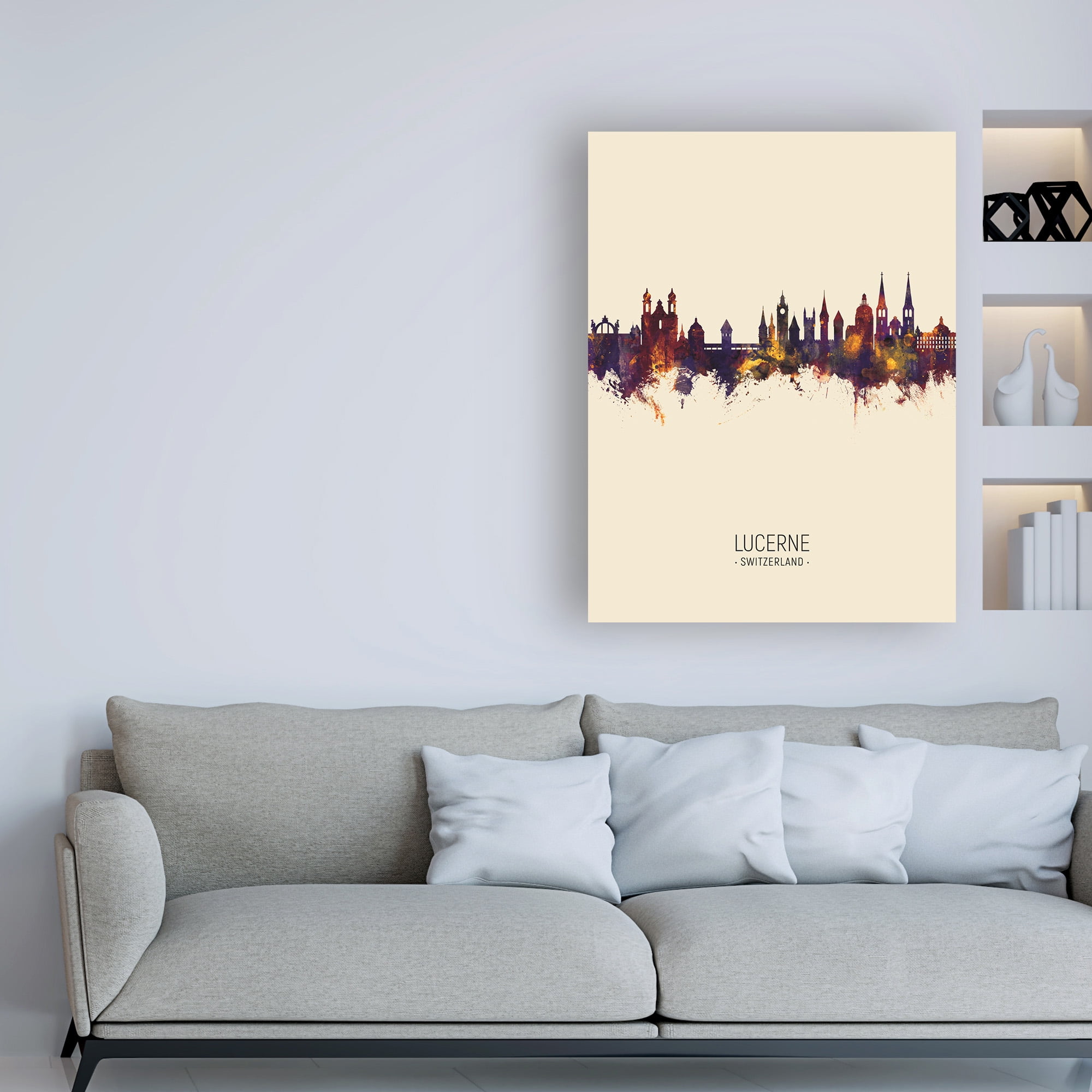 Trademark Fine Art 'Lucerne Switzerland Luzern Skyline Portrait III' Canvas Art by Michael Tompsett