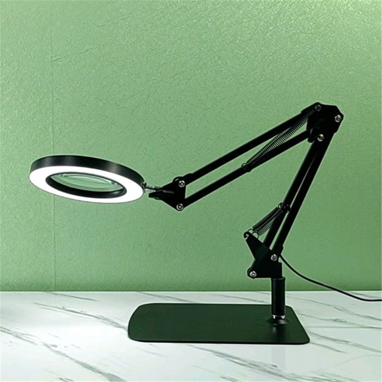 KIRKAS 10X Magnifying Glass With Light And Stand, 72 LEDs Brightest Desktop Magnifying Lamp, 10 Dimmable Brightness 3 Color Modes, Hands Free Metal Magnifier Lamp For Craft Reading Close Work-Black