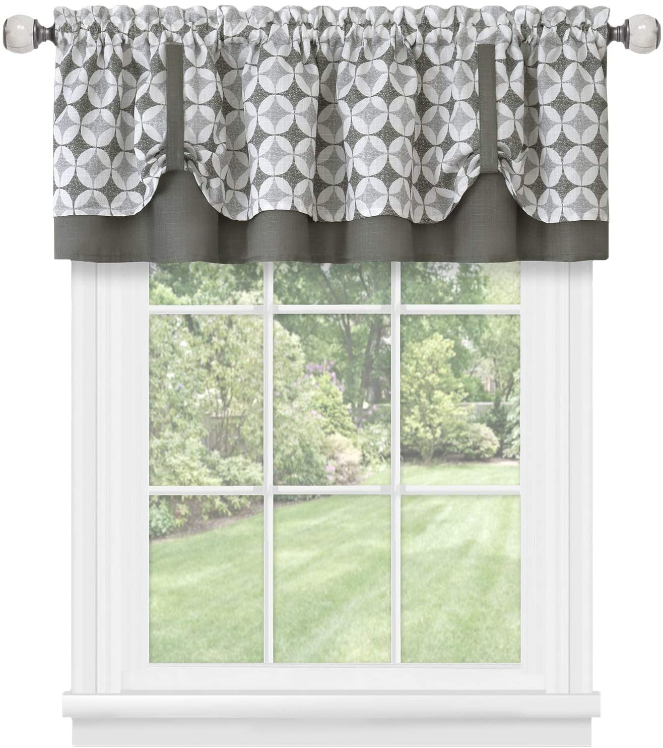 RED WAVERLY COUNTRY LIFE TOILE  LAYERD SCALLOP COVERED BUTTONS Valance Curtains 