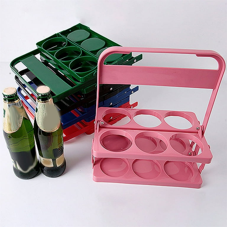 ASelected Portabottiglie pieghevole in plastica per bottiglie di latte, portabottiglie di birra riutilizzabile a 6 fori, portabottiglie di vino con