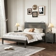 thumbnail image 2 of Newest 3-Pieces Bedroom Sets, Full Size Farmhouse Platform Bed with Two Bedside Lights, 2-Drawer Nightstand, Antique Gray, 2 of 10
