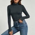 thumbnail image 5 of Chiccall Women's Turtleneck Long Sleeve Base Layer Top, Stretchy Slim Fit Thermal Shirt with Thumb Holes for Fall Winter Layering, 5 of 10