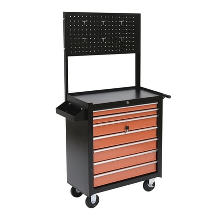 Homcom Rolling Tool Cabinet With 7 Locking Drawers And Steel Departments