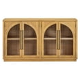 thumbnail image 5 of Tcbosik Sideboard Buffet Cabinet with 4 Glass Doors, Accent Cabinet with Adjustable Shelves, 60 inch Storage Cabinet, Coffee Bar Cabinet for Living Room, Hallway & Kitchen, Natural, 5 of 10