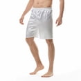 thumbnail image 2 of JTieacloth Mens Breathable Work Shorts Mens Summer Fashion Simple Solid Color Elastic Waist Silk Shorts Home Pants Pajamas,White, 2 of 4