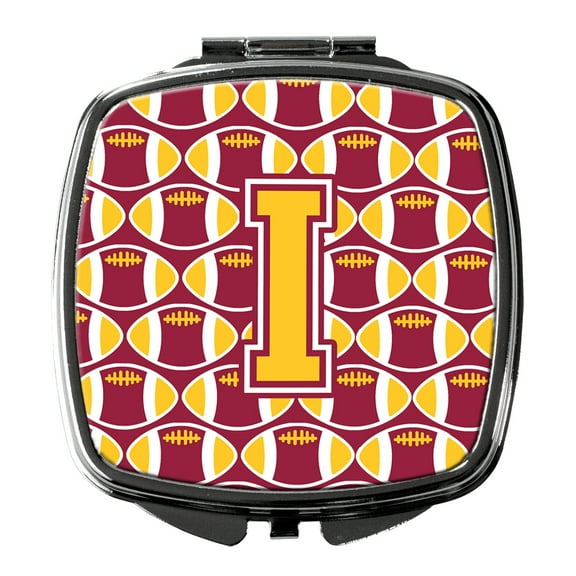 Letter I Football Maroon and Gold Compact Mirror