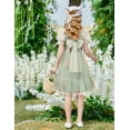 thumbnail image 4 of Oudiya Girls Tulle Dresses Puff Sleeve Bow Tie Back Spring Summer Party Holiday Dress for Kids 6-16, 4 of 7