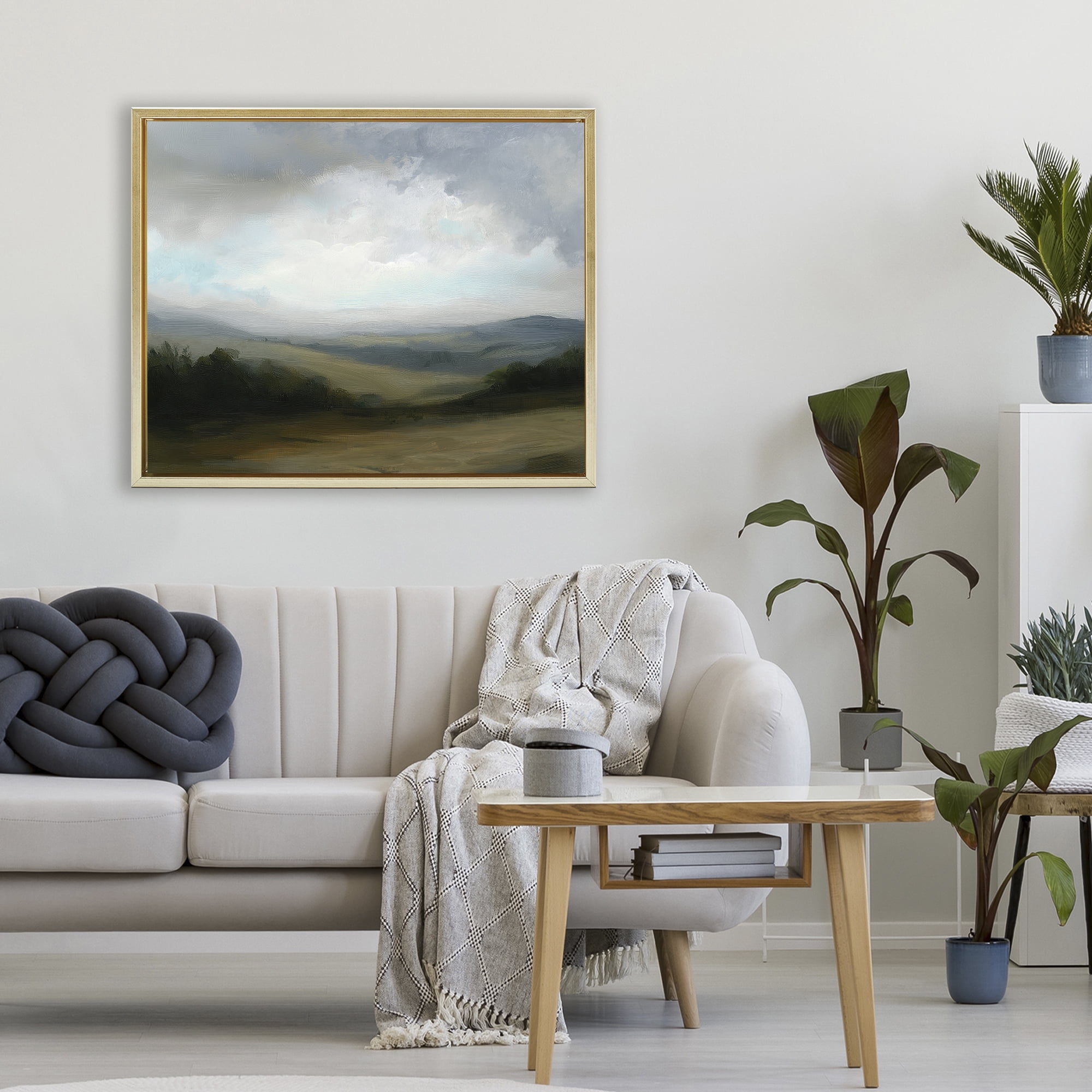 Stupell Industries Refreshed Quiet Rolling Hills Gold Framed Floater Canvas Wall Art, design by Annabelle Hall