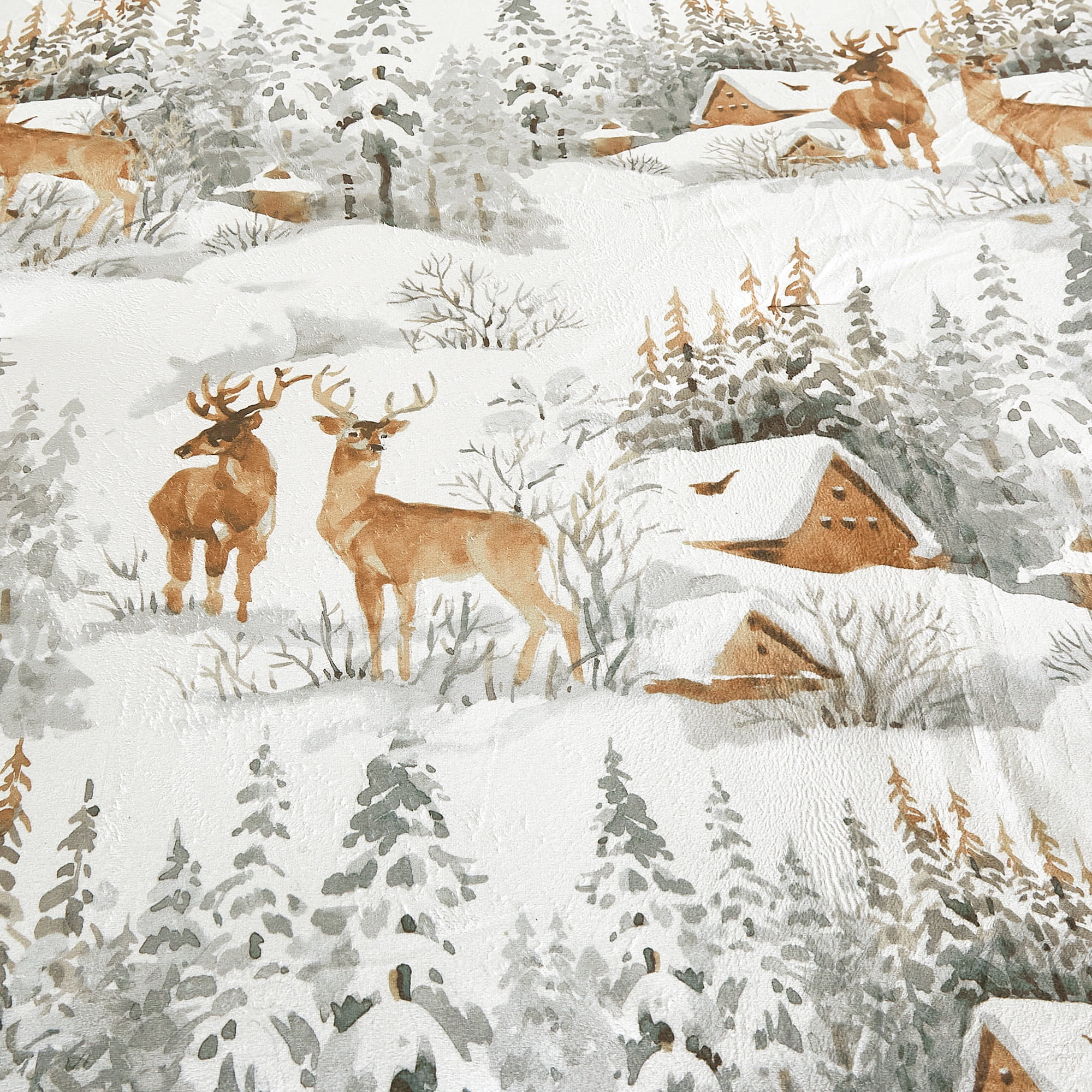 5-Piece Velvet Comforter Set, Rustic Forest Deer Print Bedding Sets,King