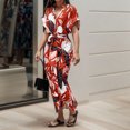 thumbnail image 2 of Gibobby Vestido Causal para Mujer de Verano Vestido de manga corta con cinturón y botones de un solo pecho con estampado floral elegante de verano para mujer(Rojo,CH), 2 of 5