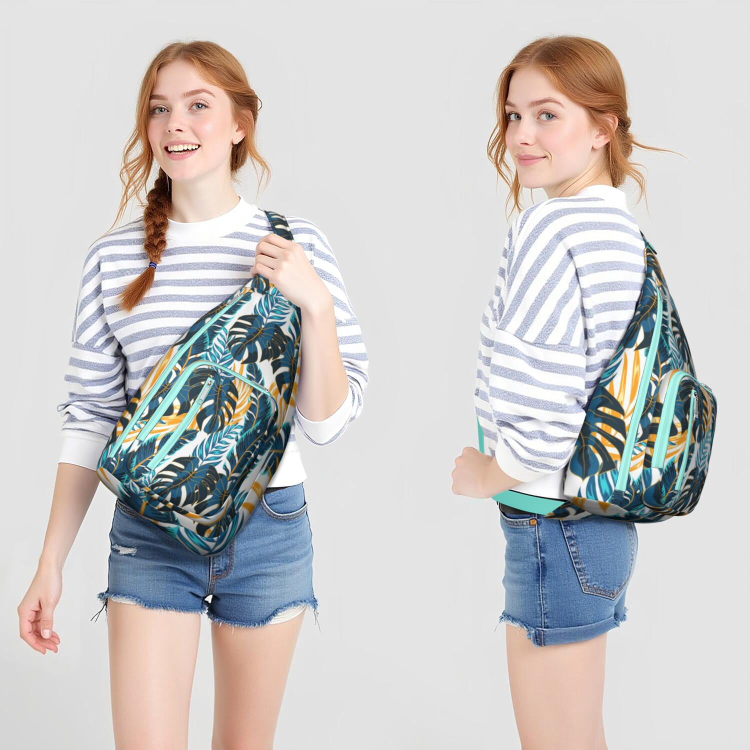 Hawaiian Hibiscus Tropical Floral Sling Bag, Lightweight Shoulder Bag for Women & Men