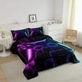 thumbnail image 3 of Gaming Comforter Teen Game Bedding Set Gamer Comforter For All Season Gamepad Home Decor For Duvet Insert,1 Comforter 1 Pillowcase Purple Blue Black Hexagon, 3 of 7