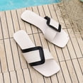 thumbnail image 6 of Agkizg Womens Indoor Outdoor Slides, Beach Walking Sandals, Colorblock Squares Open Toe Flat Slide Sandals Casual Indoor Outdoor Daily Slippers, 6 of 7