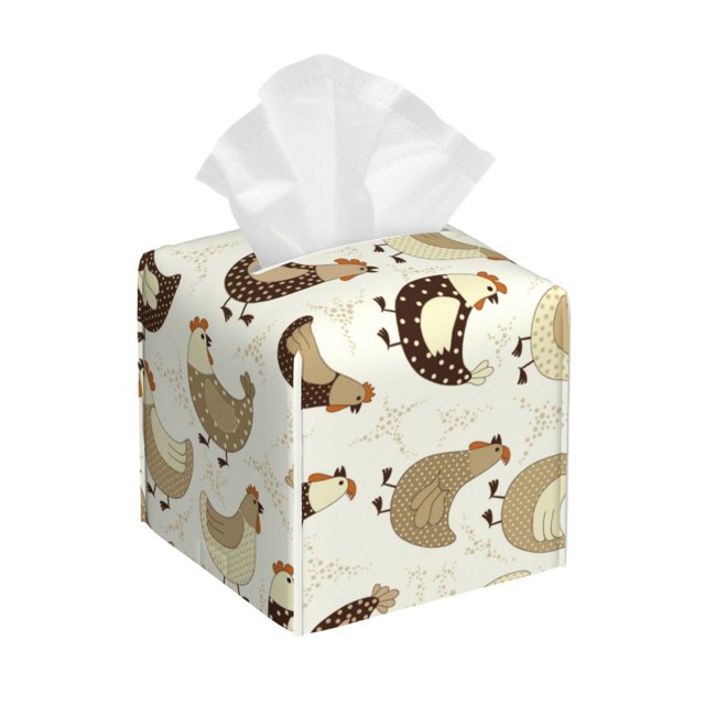 Balery Funny Chicken Porta Pañuelos de Cuero con Estampado – Funda Moderna Cuadrada para Caja de Pañuelos, Dispensador 5x5x5''