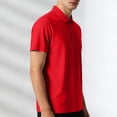 thumbnail image 6 of Chiccall Ice Silk Shirts for Men Wrinkle Free Quick Dry Stretch Casual Loose Button Up Lapel Pullover Shirt, 6 of 7