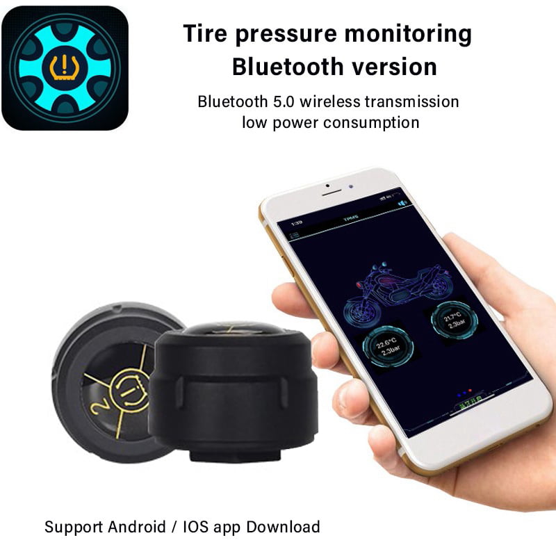 Motorcycle Bluetooth TPMS External Sensors for Android/IOS Tire Pressure Monitor 