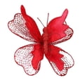 thumbnail image 2 of Adorno colgante de mariposa artificial para árbol de Navidad, decoración de pared, exhibición de manualidades Rojo, 2 of 9