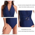 thumbnail image 4 of One Piece Swimsuits, Bathing Suit Fashionable Pure Color  For Women For Pool For Hot Spring Purplish Blue S, 4 of 6