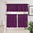 thumbnail image 2 of 3 Piece Kitchen Curtains and Valances Set Purple Burlap Texture Cafe Curtains 24 Inch Length Farmhouse Vintage Purple Valance & Tier Curtain for Living Room Bedroom Small Window 54"x18"+27"x24"*2, 2 of 6