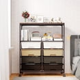 thumbnail image 5 of BEHERZT 8 Drawers Storage Cart with Wooden Top, Multipurpose Utility Rolling Cart with Opening Shelf&Wheels, Brown, 5 of 7