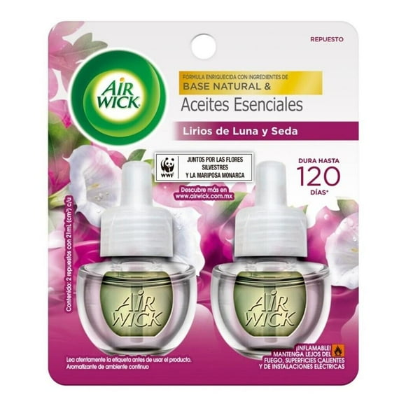 Repuesto de aromatizante ambiental Air Wick lirios de luna y seda 2 pzas de 21 ml c/u