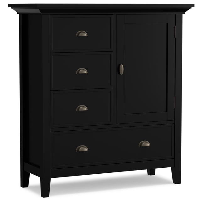 Simpli Home Redmond Solid Wood 39 " Transitional Medium Storage Cabinet in Black
