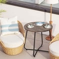 thumbnail image 2 of 17.7 inch Small Round Outdoor Side Table,Patio End Table,Waterproof Wood Table with Weather Resistant Steel Adjustable Feet for Living Room Bedroom Garden Yard Balcony Porch Poolside, 2 of 8