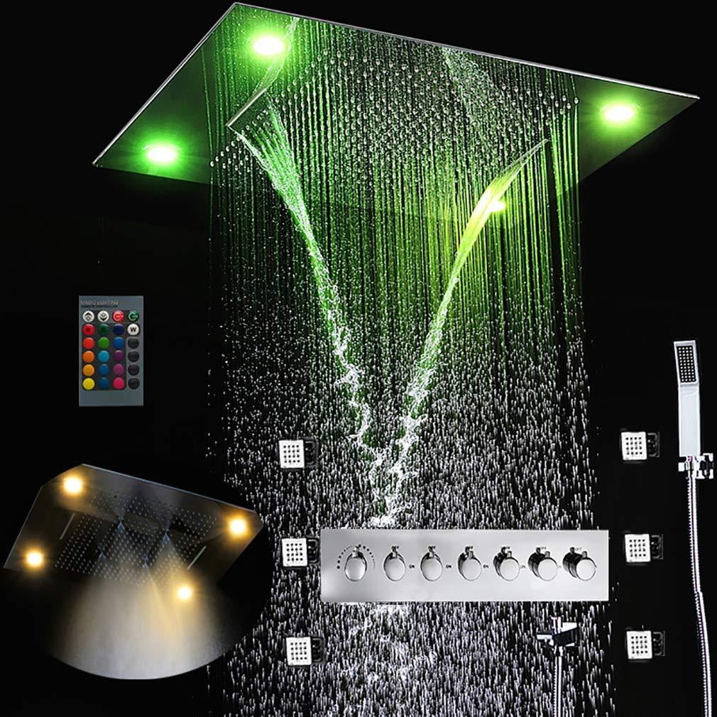 Cascada Classic Design 23"x31" Large Rain Shower Set With Waterfall LED