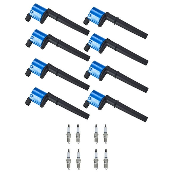 Set of 8 High Performance ISA Ignition Coils and Autolite Spark Plugs Compatible with 2005-2006 Ford GT 5.4L Replacement for UF191