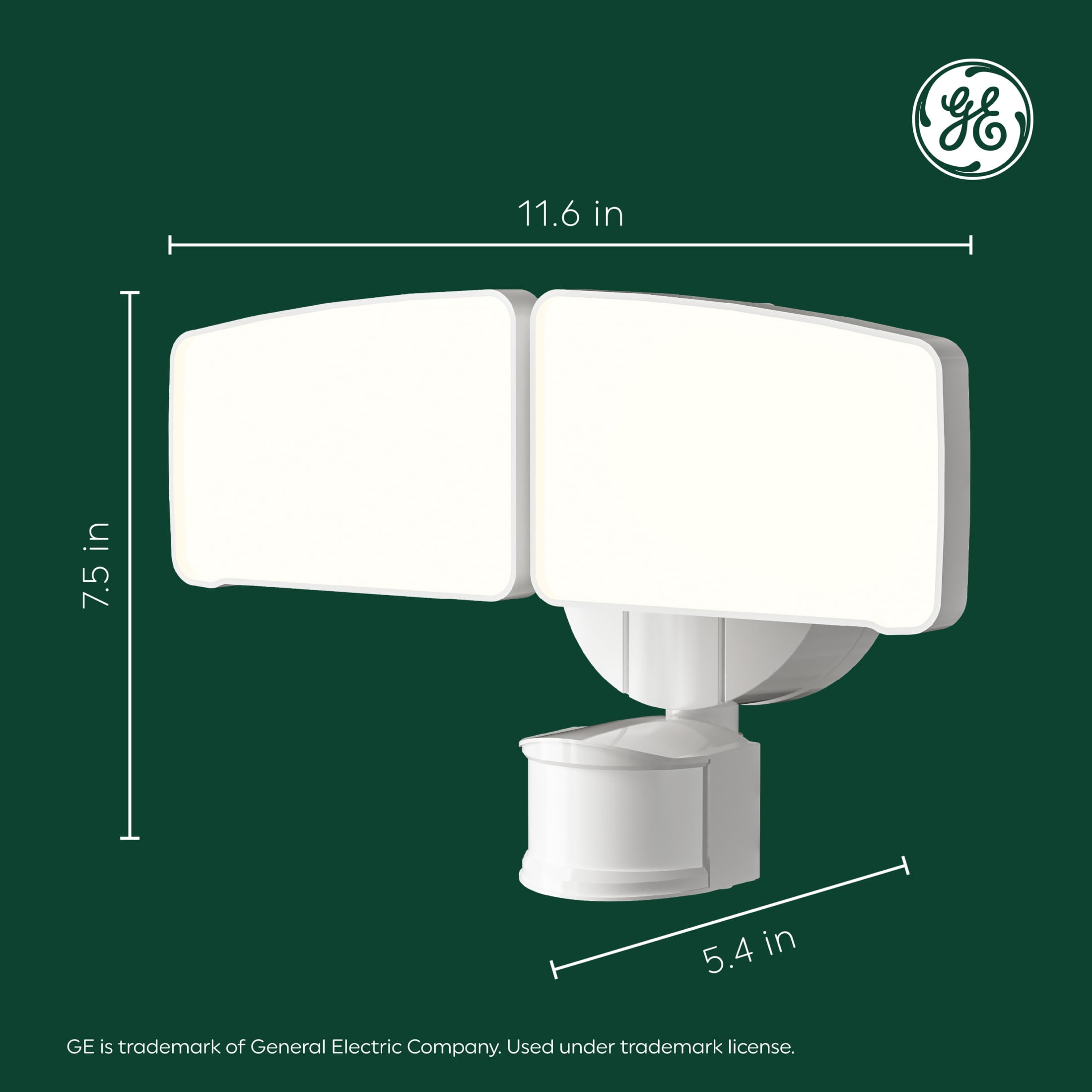 GE Outdoor Security LED Floodlights, Adjustable 2-Head Light with Motion & Dusk to Dawn Sensor, Hardwired, 3500 Lumens