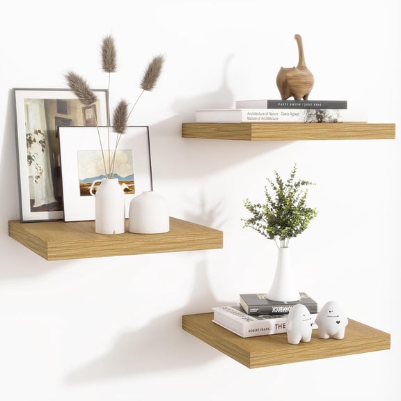 Floating Shelves - Rustic Wooden Wall Shelves - Extra Deeper &Thicker Wall Mounted Storage Shelf for Living Room Kitchen Farmhouse - W x D x ;