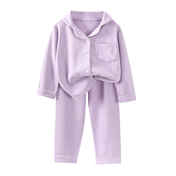 Gibobby Conjunto de leggings para bebés y niñas Niños pequeños, niñas, invierno, manga larga, color sólido, tops, pantalones, 2 piezas(Morado,12-18 Months)