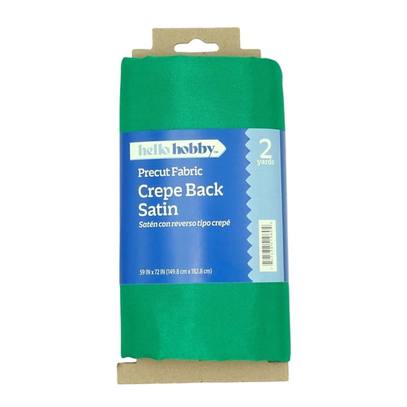 Hello Hobby 59” x 72” 100% polyester crepe back satin 2 yard precut fabric, Emerald Green, 59" wide for sewing & crafting