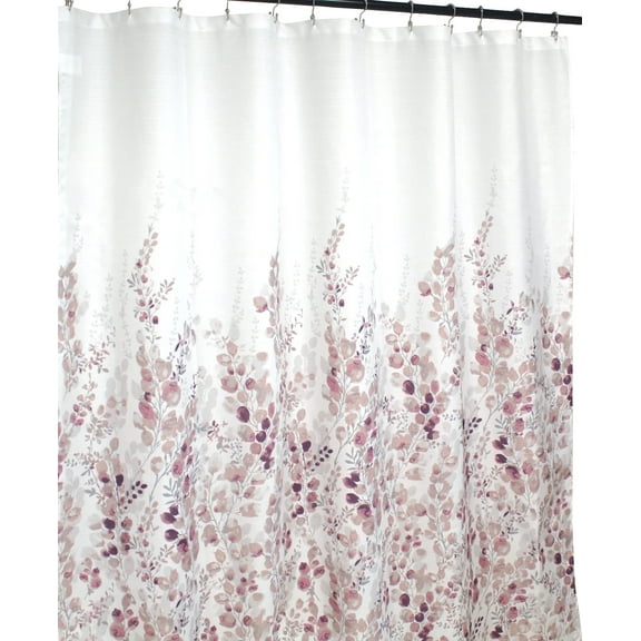 Serafina Home Polyester Floral Shower Curtain with Flowers and Leaves, 72" x 72", Pink Blush