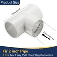 thumbnail image 2 of Uxcell 3Pcs 2" Tee 3 Vías Conectores de Tubo, Accesorios de Esquina para Estructura de Soporte de Estante, Blanco, 2 of 6