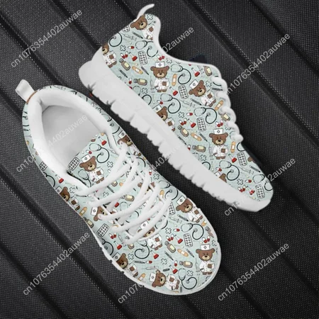 

Spring Nurse Flat Shoes Women Cute Cartoon Nurses Printed Women s Sneakers Shoes Breath Mesh Flats Zapatos De Mujer