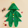 thumbnail image 3 of Guvpev T'oddler Christmas Tree Costume, Unisex B'aby Christmas Holiday Outfit, Colorful Bobbles Hooded Long Sleeve Romper Jumpsuit, Zipper Front, Loose Legs, Funny Xmas Clothes, 3 of 8